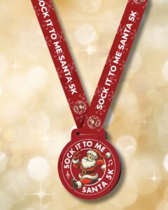2025 Sock It To Me Santa 5k finisher medal