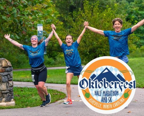 Oktoberfest-Half-Marathon-Chasing-Pints-gallery-2 Oktoberfest Half Marathon finishers celebrating at Hi-Wire Brewing Asheville - Chasing Pints brewery running series